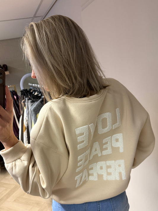 Sweater Love Peace Repeat Beige