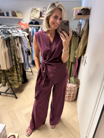 Co Ord Set Mia Overslag Burgundy