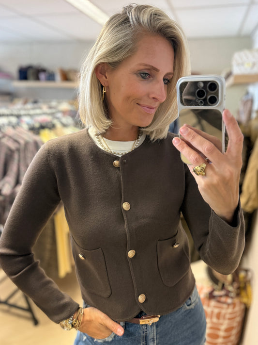 Vest Kelly Knopen Bruin