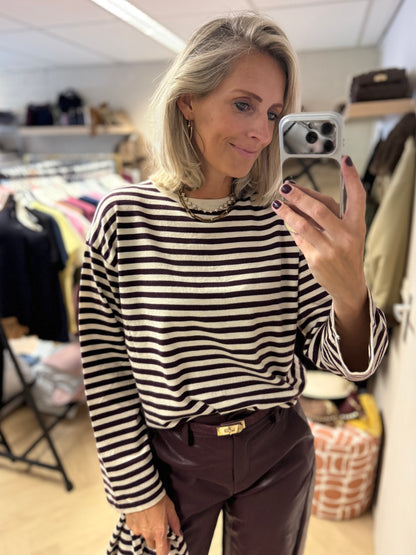 Trui May Sjaal Streep Bordeaux
