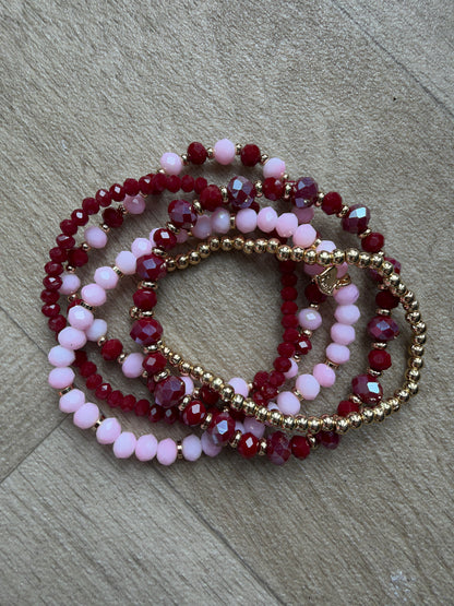 Armband Set Cannes Roze Burgundy Goud