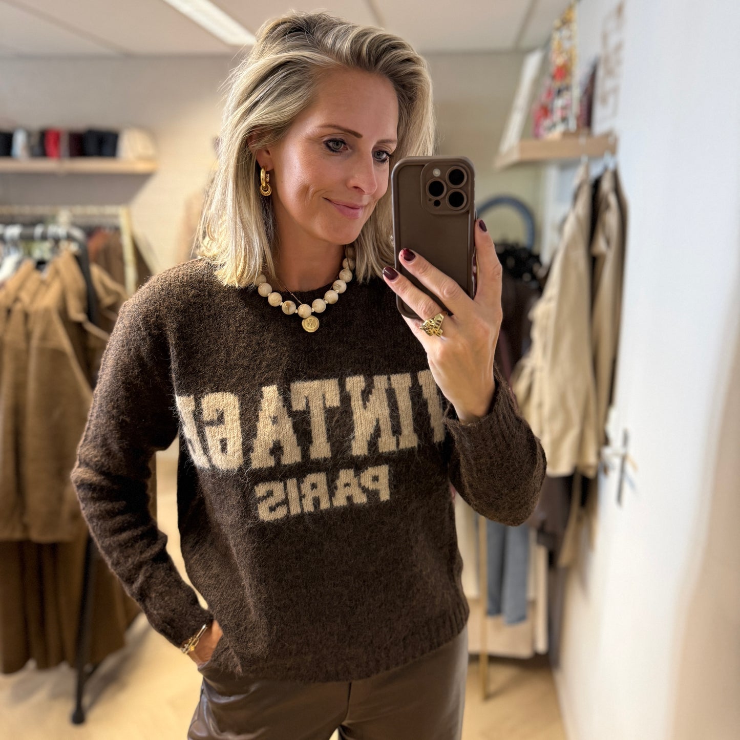 Trui Vintage Paris Bruin