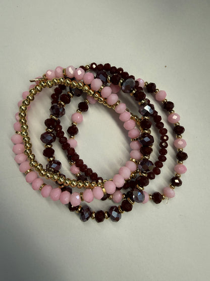 Armband Set Cannes Bordeaux roze