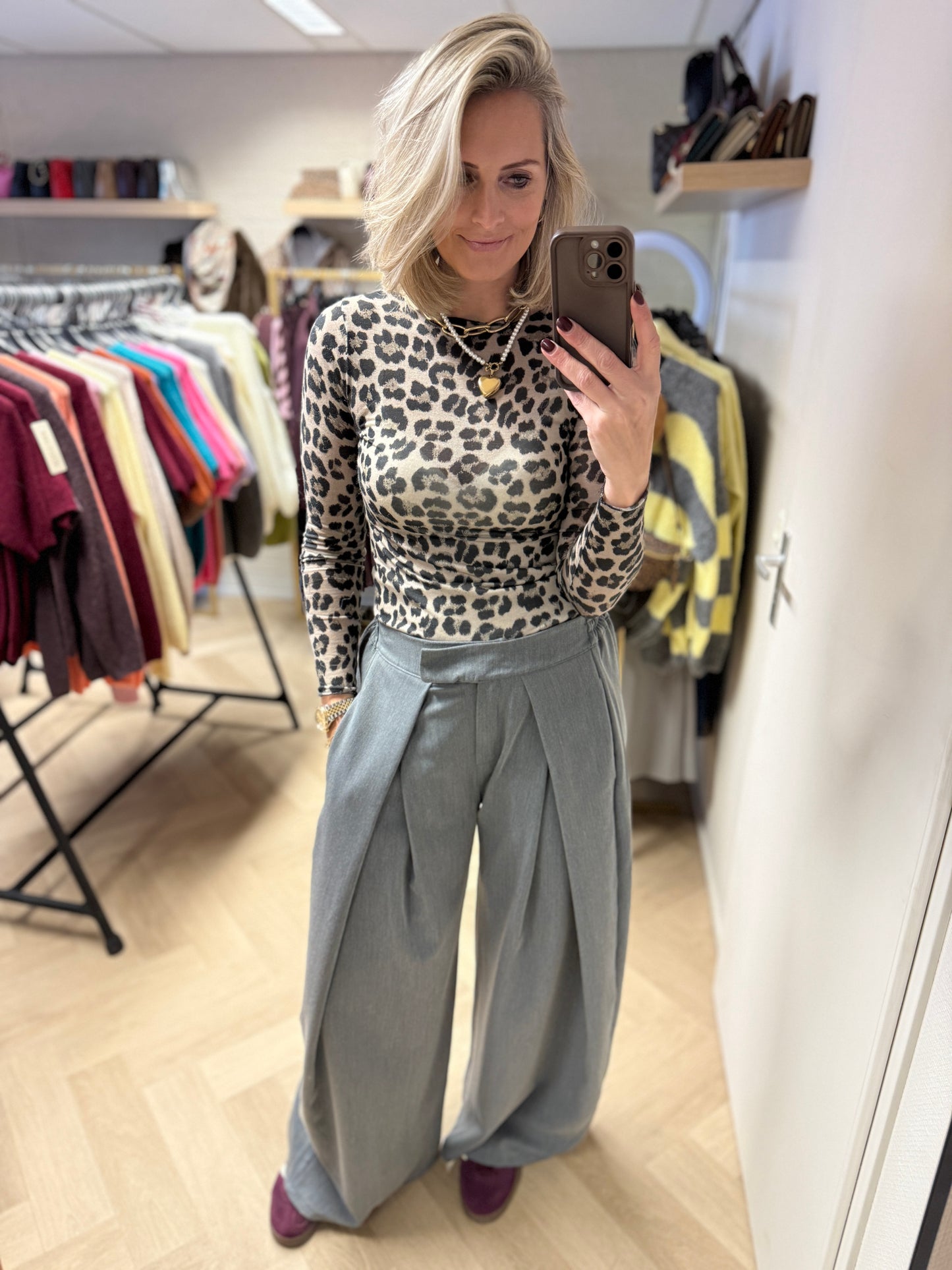 Pantalon Joy Plooi Elastiek Grijs