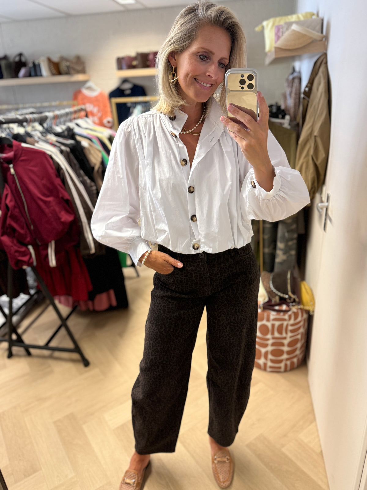 Jeans Balloon Leopard Donkerbruin