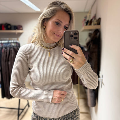Colletje Ans Rib Beige