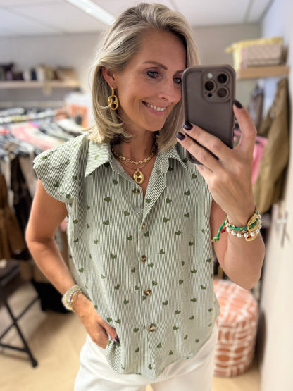 Blouse Jill Streep Hartjes Groen