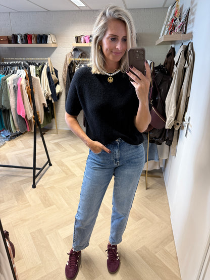 Trui Claudia Korte Mouw Alpaca Zwart