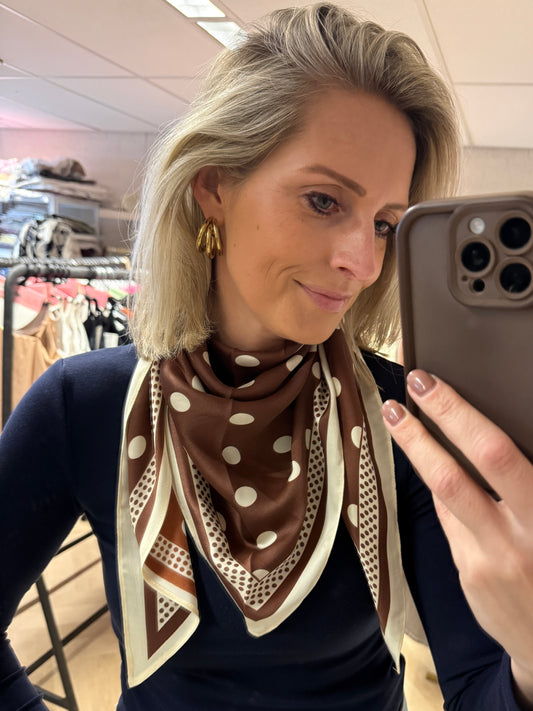 Sjaal Silka Driehoek Polkadots Bruin