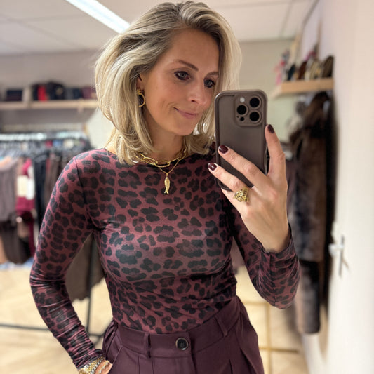 Shirt Nola Cashmere Leopard Bordeaux