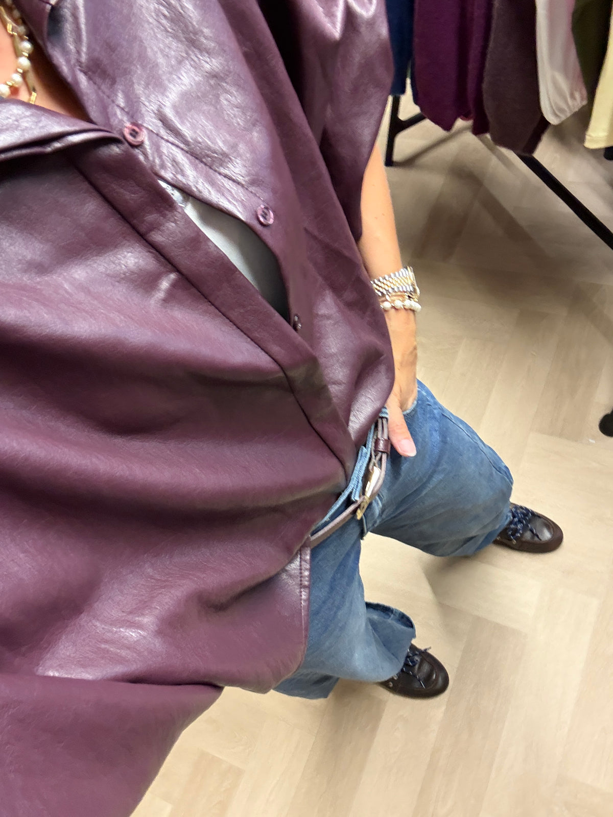 Blouse PU Mila Ballonmouwen Plum