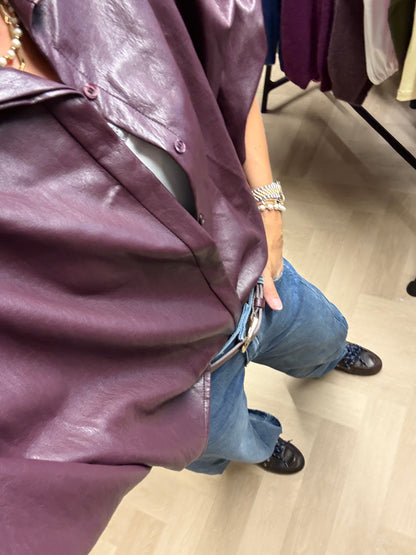 Blouse PU Mila Ballonmouwen Plum