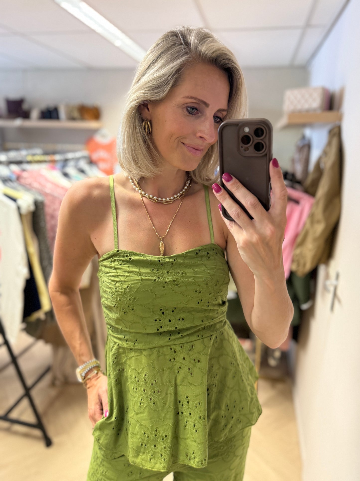 Co Ord Set Broderie Marije Groen