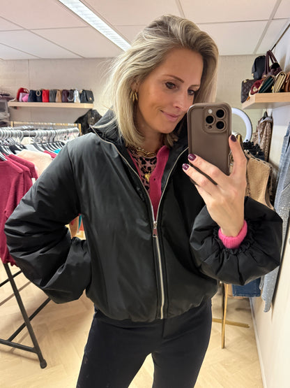 Jas Fabienne Pof Gevoerd Zwart