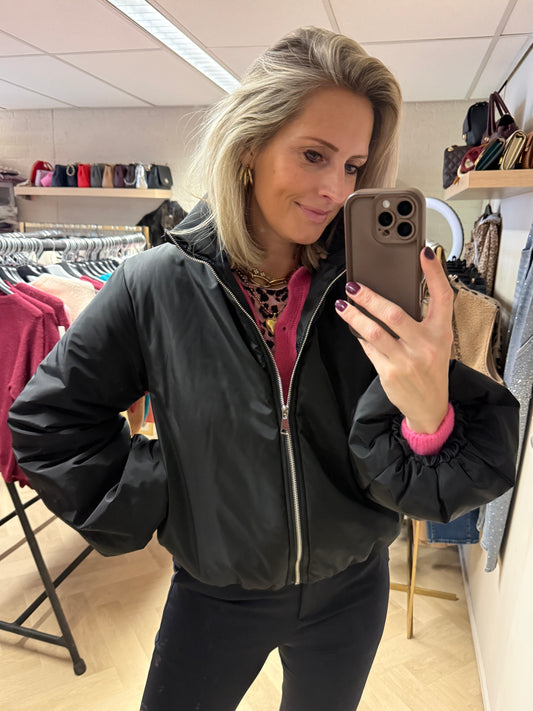 Jas Fabienne Pof Gevoerd Zwart