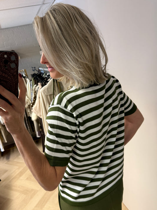 Trui Polly Streep Groen Wit