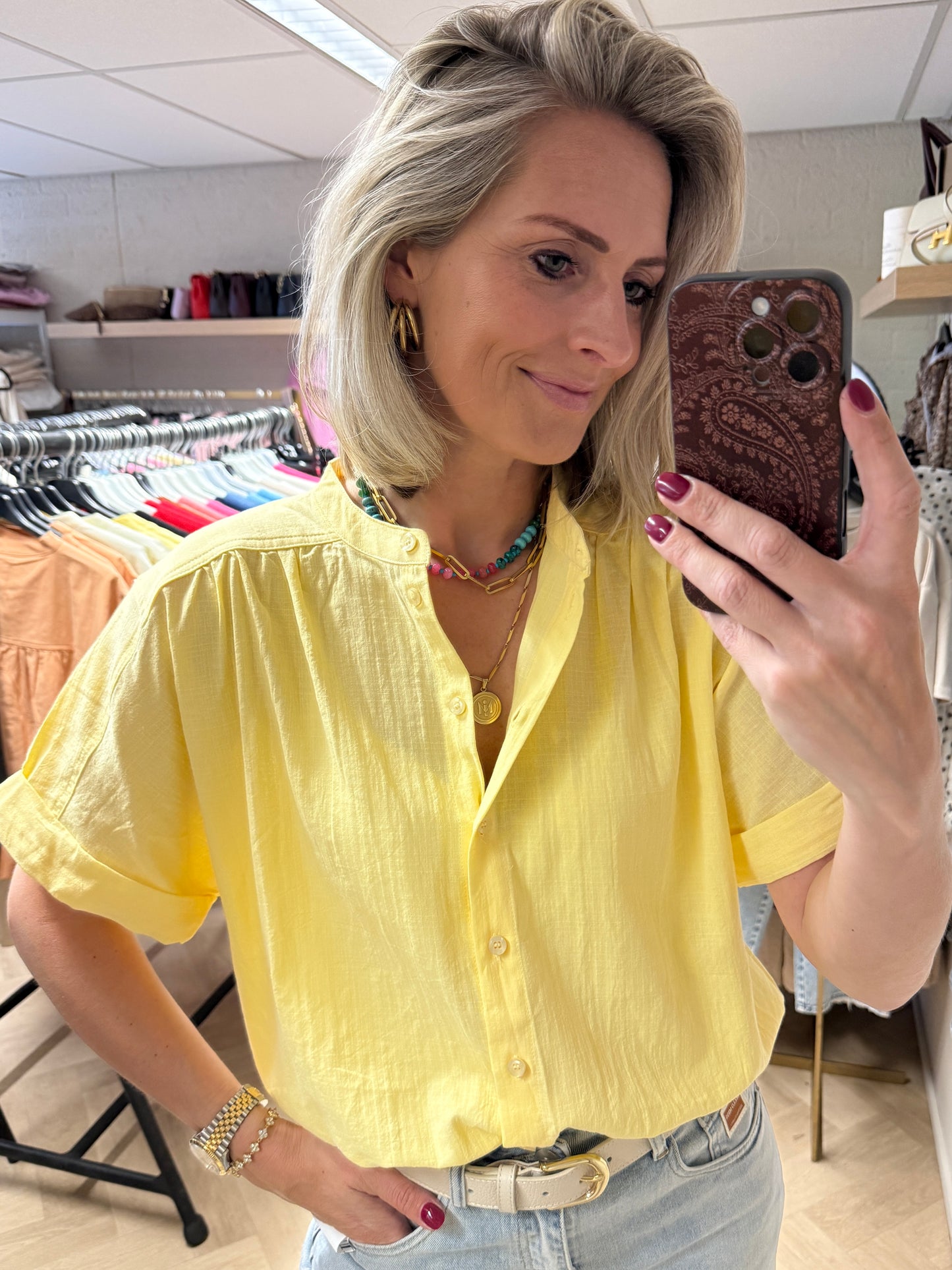 Blouse Kyra Katoen Zachtgeel
