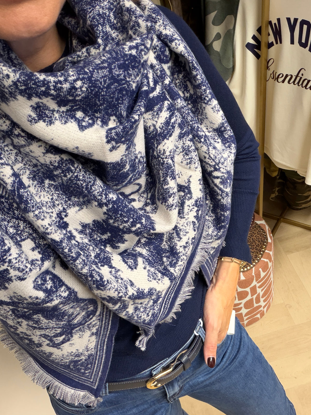 Sjaal Driehoek Toile Blauw