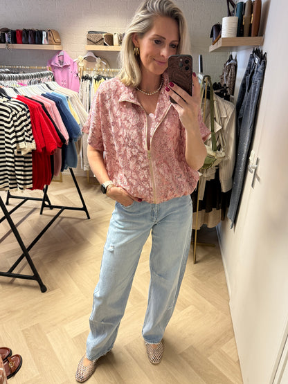 Vest Joline Kant Paillet Roze