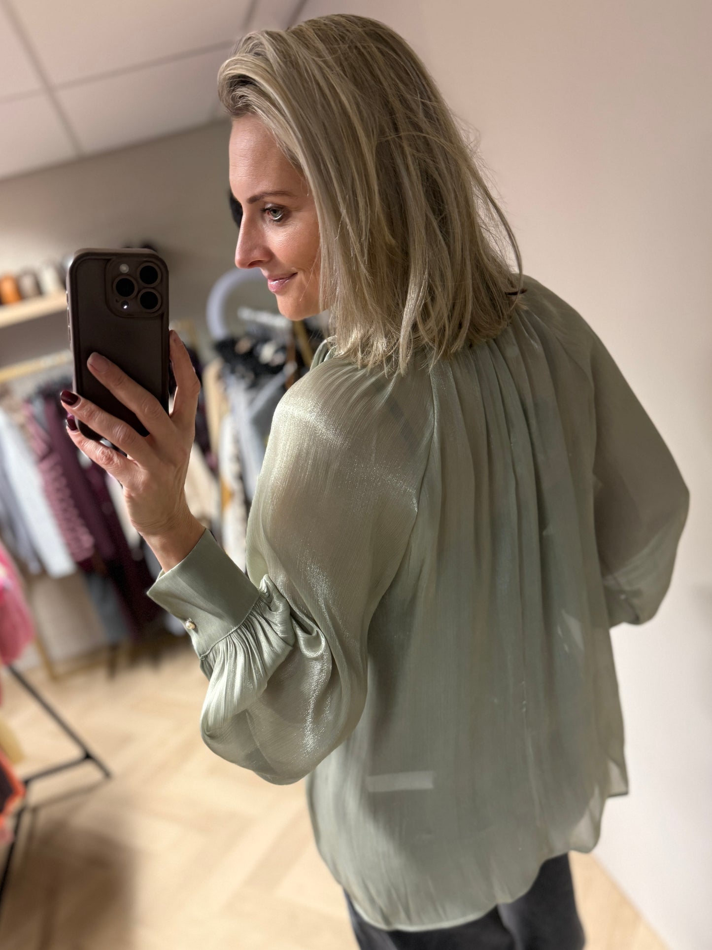 Blouse Florence Glans Saliegroen
