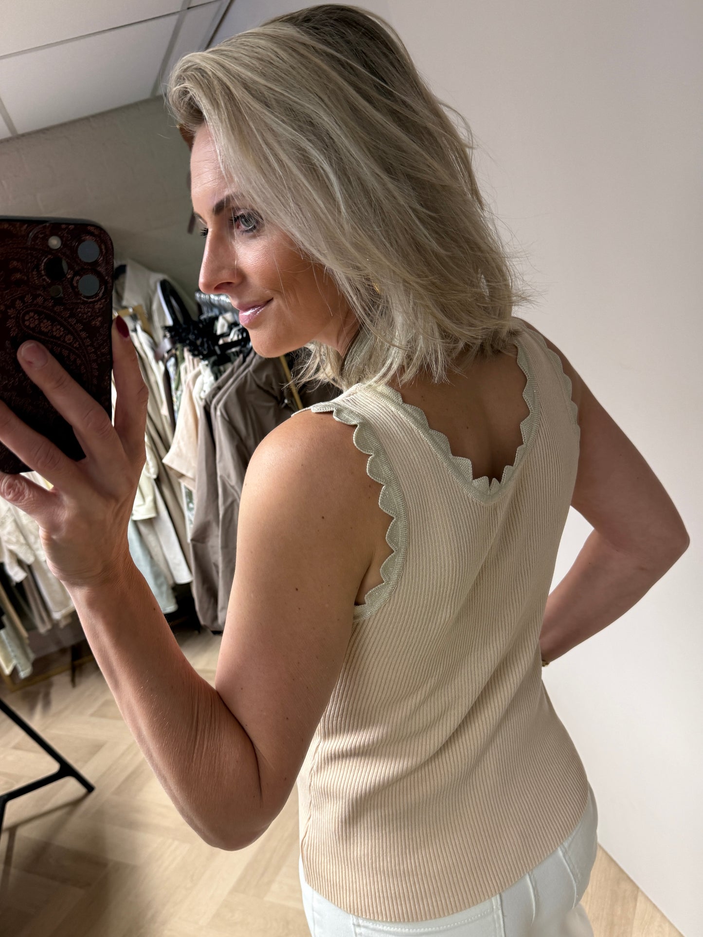 Top Stella Rib Lurex Beige