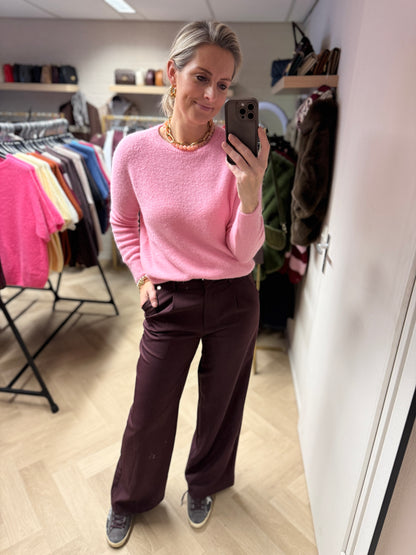 Trui Claudia Alpaca Lange Mouw Zachtroze