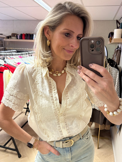 Blouse Edith Korte Mouw Ecru