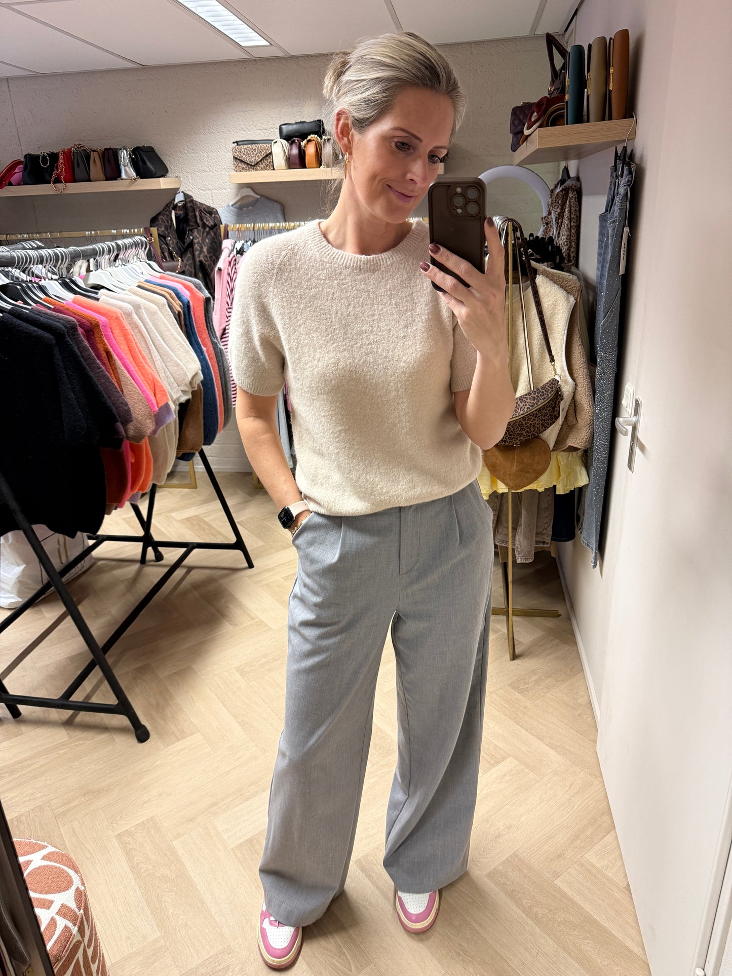 Trui Claudia Alpaca Korte Mouw Beige