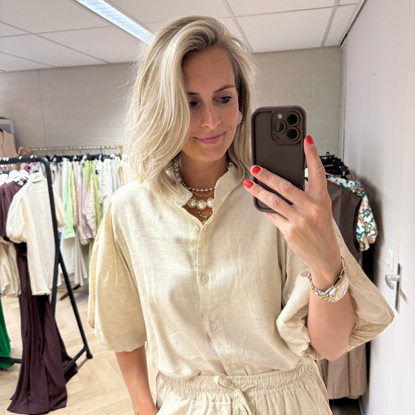 Blouse Indy Linnen Beige