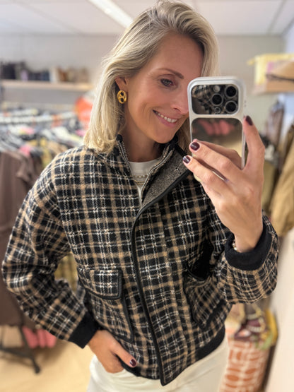 Vest Jolie Ruit Zwart Camel