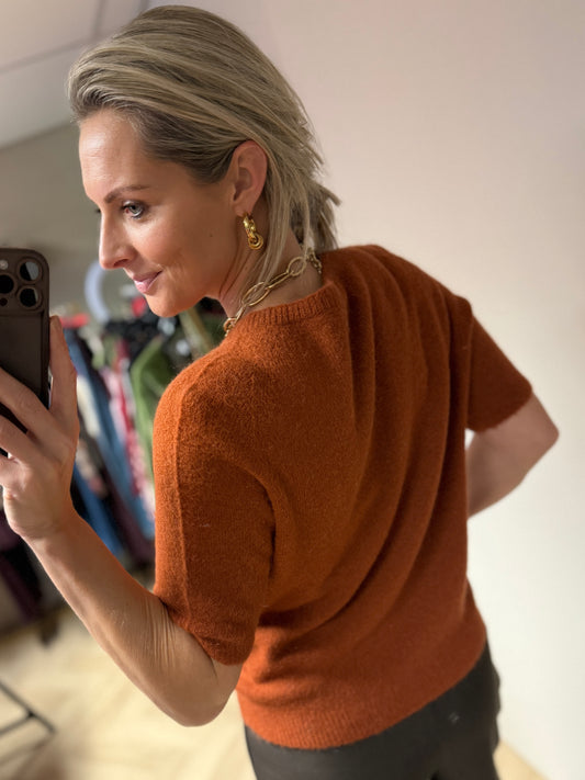 Trui Claudia Korte Mouw Alpaca Brique