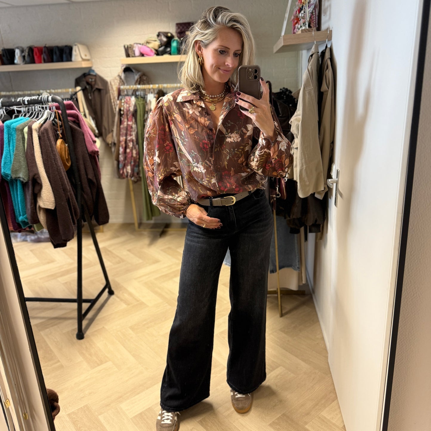Blouse Georgina Flowers Bruin