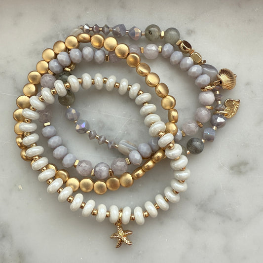 Armband Set Cannes Beige Grijs