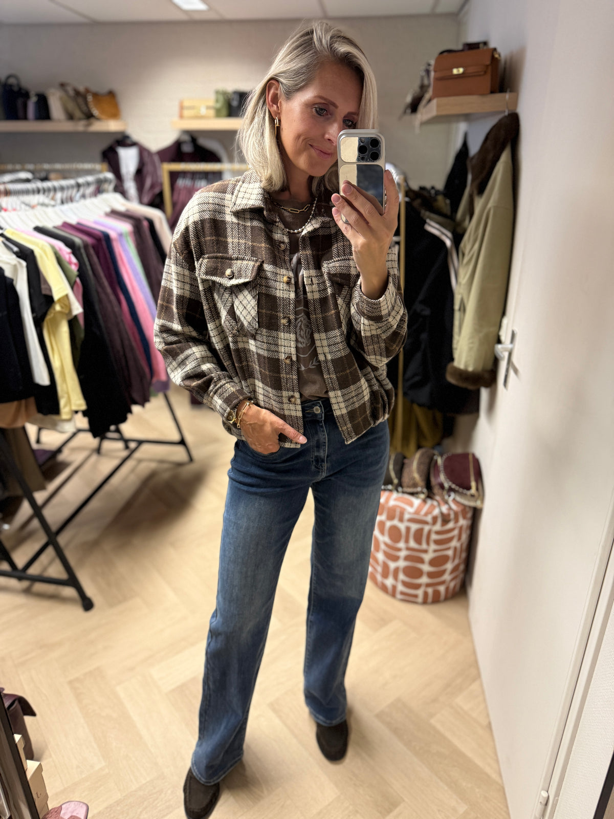 Vest Blouse Jill Ruit Bruin Crème