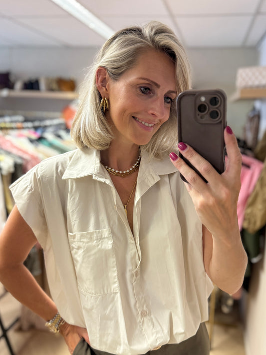 Blouse Eva Pof Elastiek Ecru