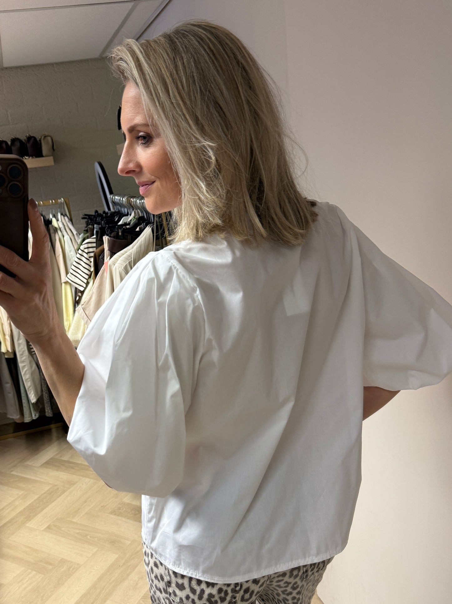 Blouse Fenna KM Pofmouw Wit