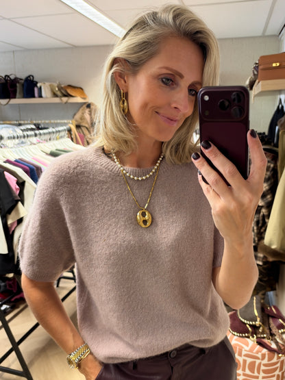 Trui Claudia Korte Mouw Alpaca Lichtmauve