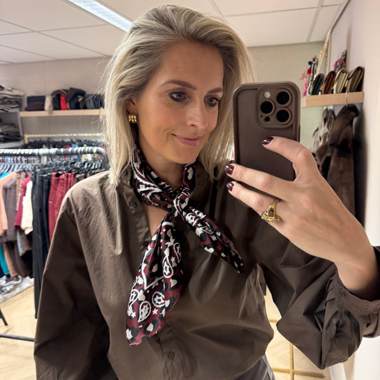 Sjaal Silka Paisley Leopard Bordeaux