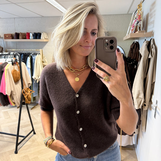 Vest Claudia Alpaca Donkerbruin