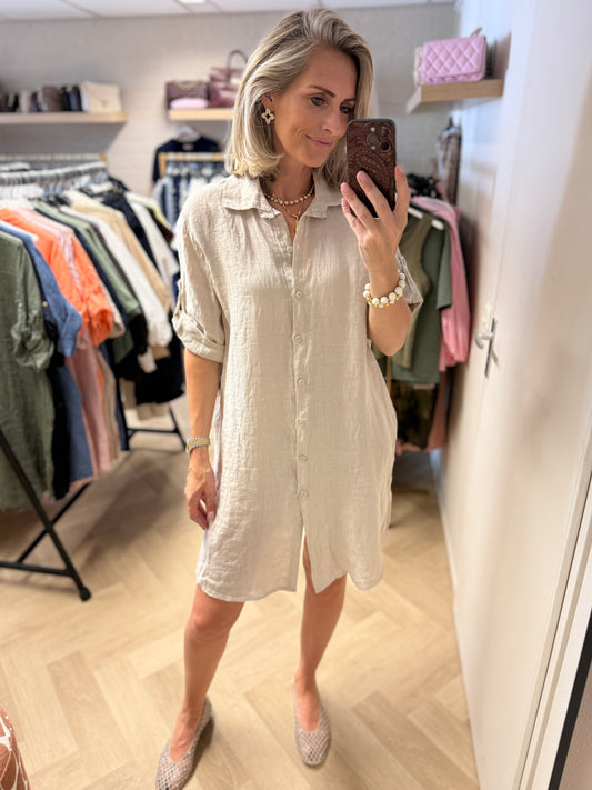 Blouse Jurk Puro Linnen Zand