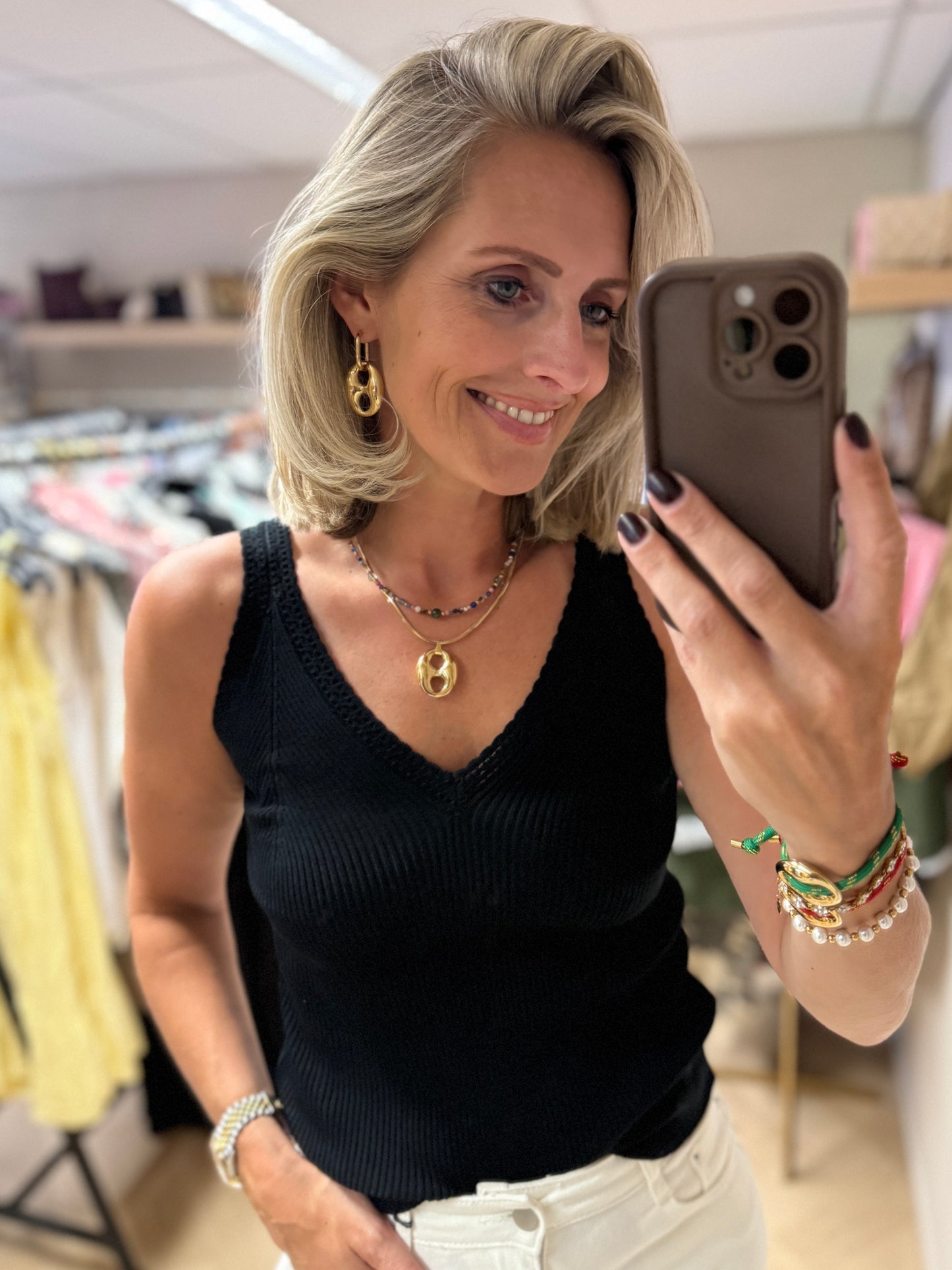 Top Linda V-hals Viscose Zwart