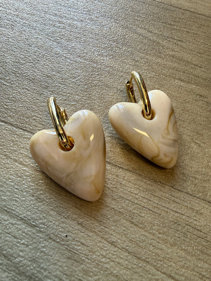 Oorbellen Heart Beige