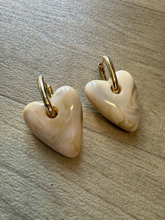 Oorbellen Heart Beige