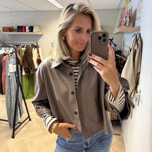 PU Trenchcoat Stevie Cape Taupe