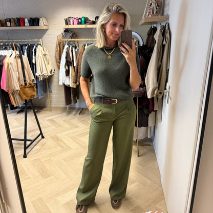Trui Claudia Alpaca Korte Mouw Armygroen