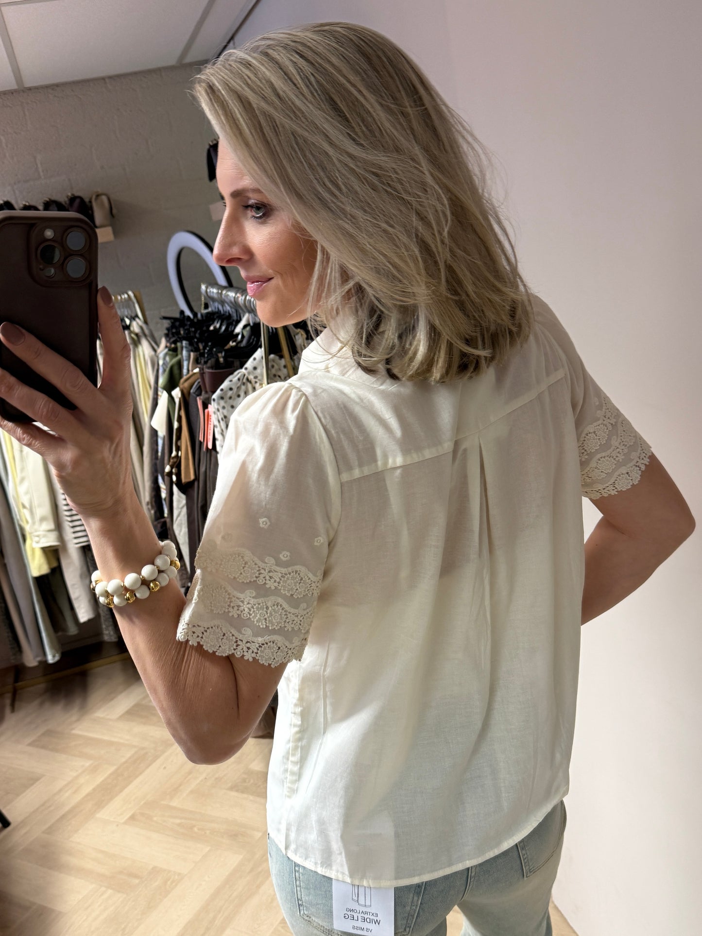 Blouse Edith Korte Mouw Ecru