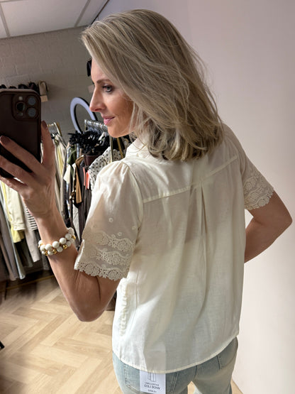 Blouse Edith Korte Mouw Ecru