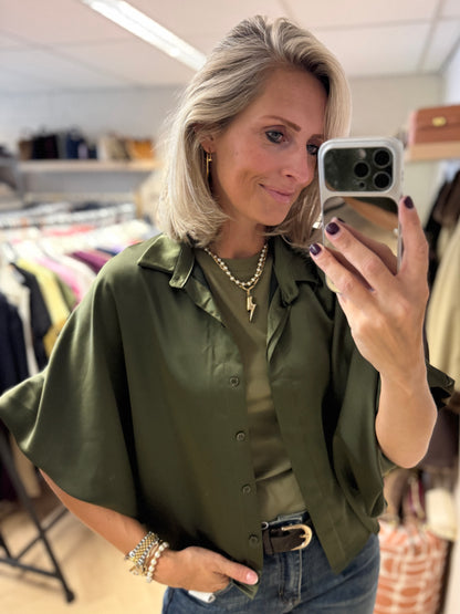 Blouse Satijn Mila Ballonmouwen Groen