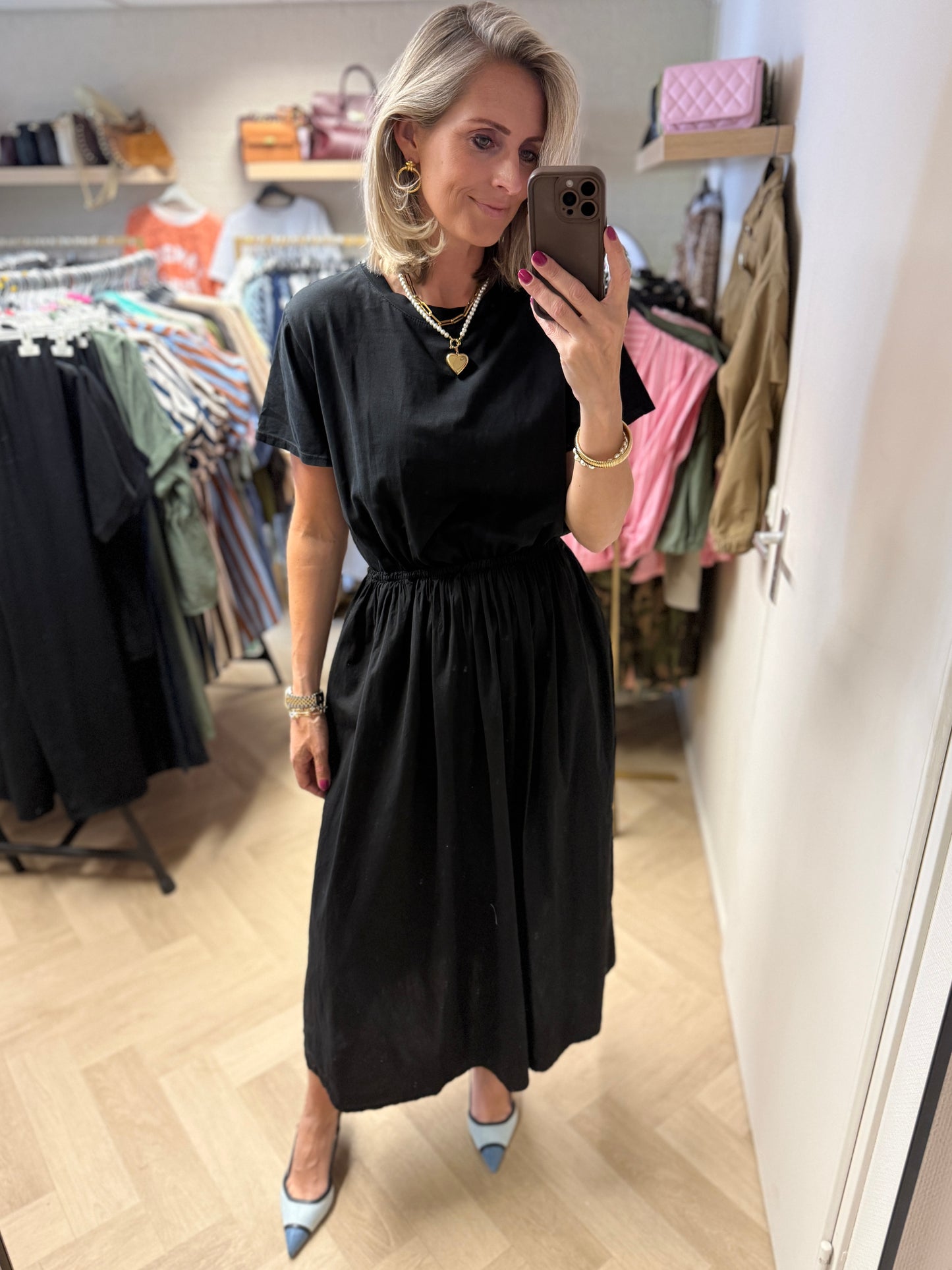 Jurk Naomi Katoen Shirtdress Zwart