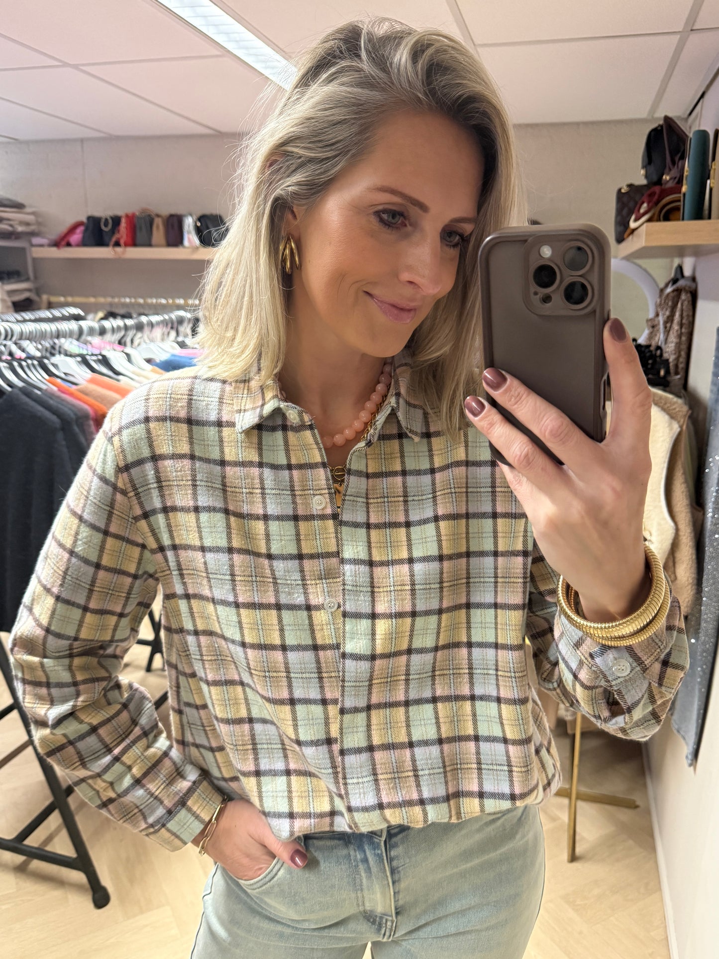 Blouse Julia Ruit Lichtblauw